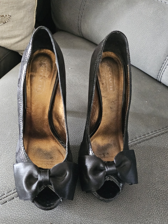 Coach Shoes - Coach Women's Black Peep-Toe Bow Pumps